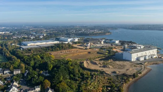 Vue aérienne du Parc d'Activité du Rohu, Lorient Agglomération, Morbihan (56)
