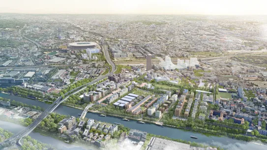 Vue aérienne des ouvrages olympiques